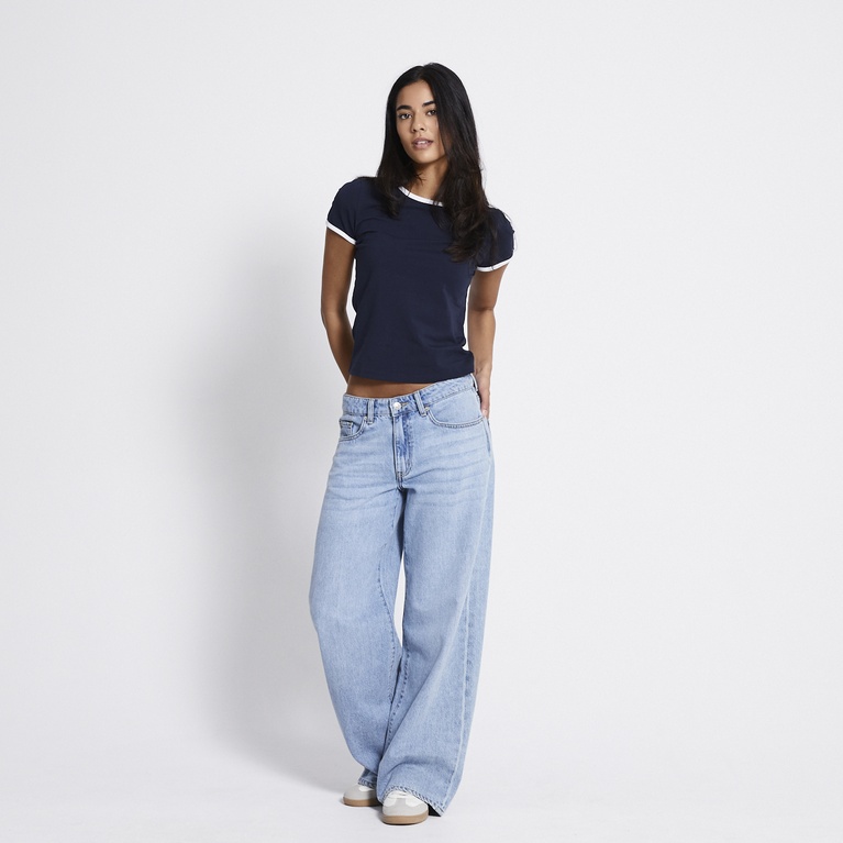Contrast tee "Leora" Dark Blue